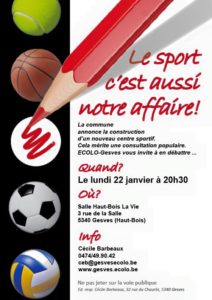 Affiche de la soirée avec titre "Le sport c'est aussi notre affaire!".